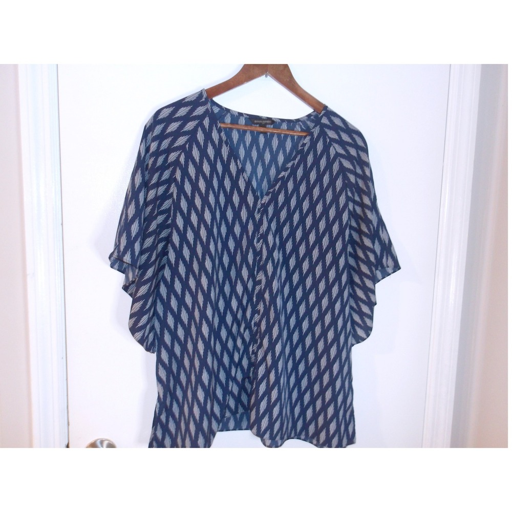 Banana Republic Blue Diamond‎ Print Top Blouse Casual Work Wear Sz L /#5213